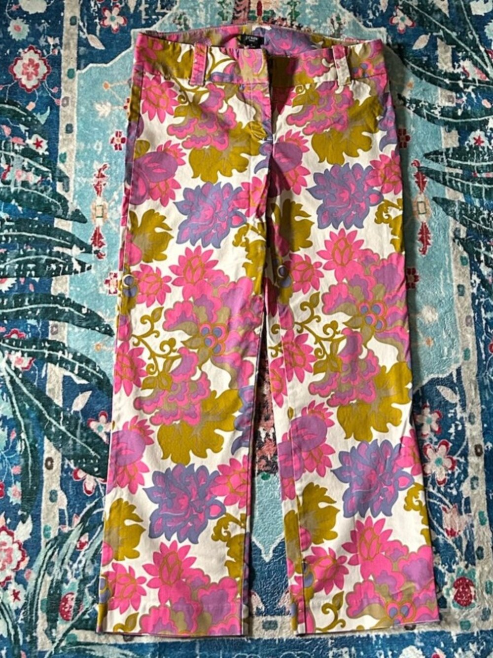 Retro Style J.Crew City Fit Floral Cropped Pants – Size 6